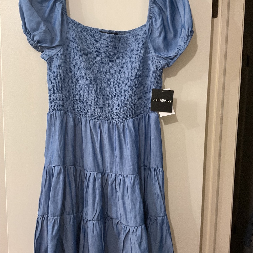 Blue multi tiered dress